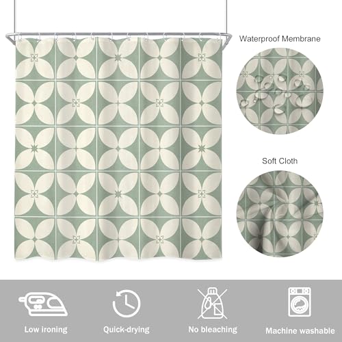 Geometric Boho Bathroom Shower Curtain Set - 72x72 in Waterproof