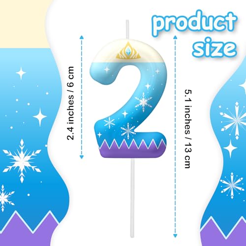 Blue Number 2 Birthday Candle - Cartoon Cake Topper for Boys & Girls
