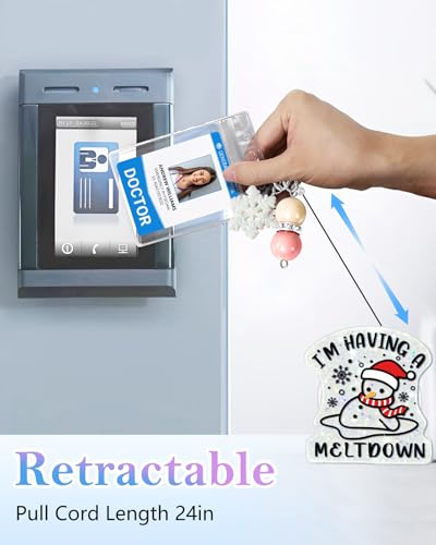 Christmas Snowman Badge Reel Retractable - Cute Winter Badge Holder with Alligator Clip for Nurses & Office Workers
