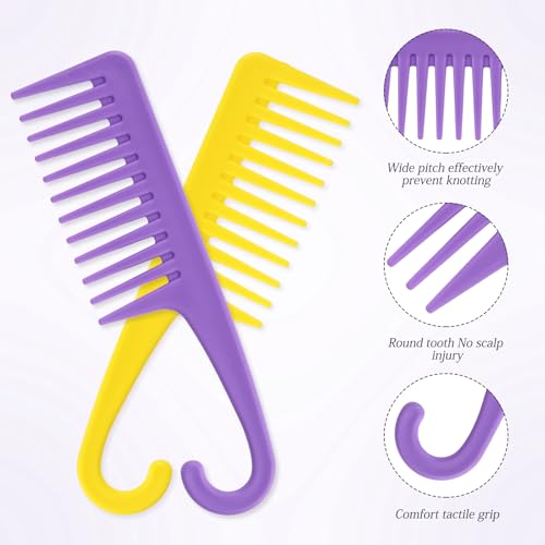 Wide Tooth Hair Combs with Hook 3-Piece Detangling Shower Comb Set