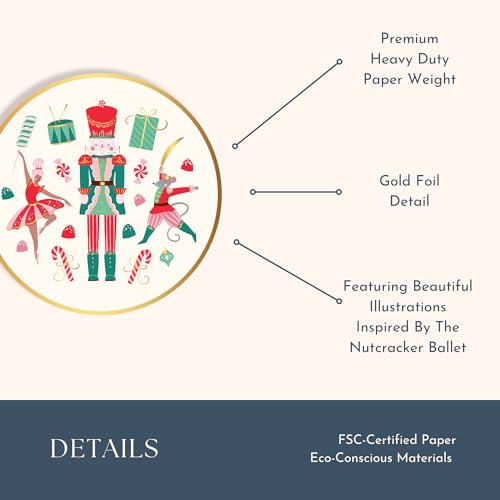 Whimsical Nutcracker Dessert Plates - Pack of 8, 8.25 Inch Holiday Tableware
