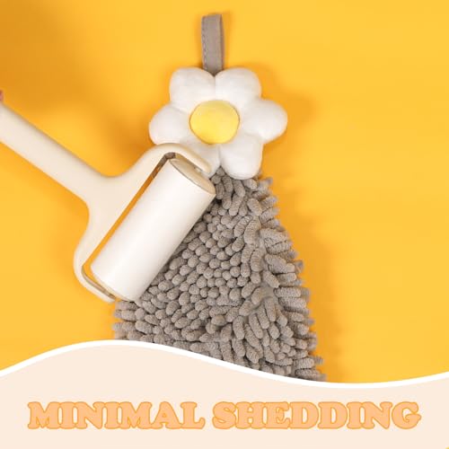 Tyrafry Flower Chenille Hand Towel, 10.2x10.2 Inch Super Absorbent Grey