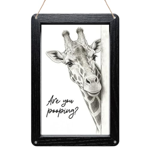 Funny Giraffe Bathroom Sign - Are You Pooping Wall Art 8x12