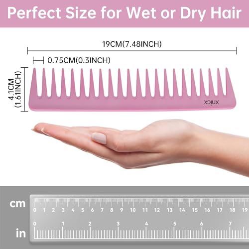 xnicx Carbon Pink Wide Tooth Detangling Comb for Curly Wet Hair
