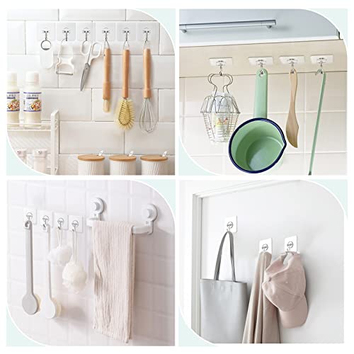 Lomrsiul Clear Adhesive Wall Hooks - 13 lb Heavy Duty, Waterproof, No Drill