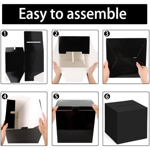 Black Card Box for Weddings & Events - 10x10x10 Inch Gift Holder
