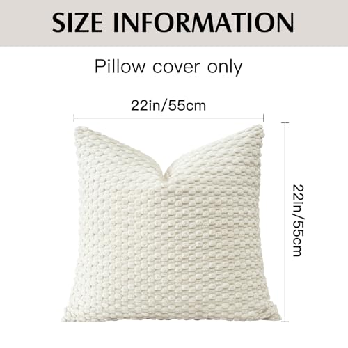 OTOSTAR Corduroy Throw Pillow Cover 22x22 Inch, Boho Striped Cushion Case
