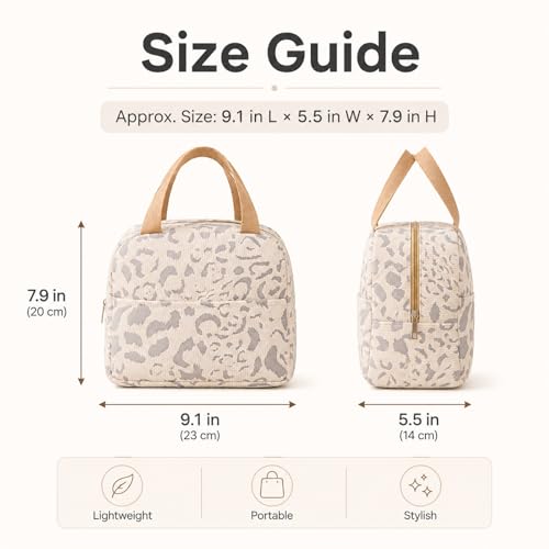 Geiruiou Insulated Lunch Bag, Small Thermal Tote for Women - Beige