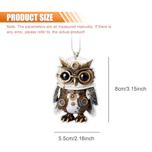 Mechanical Owl Car Mirror Hanging Decoration Acrylic Pendant