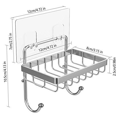 ODesign Stainless Steel Wall-Mounted Soap Holder with Two Hooks