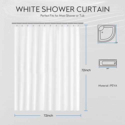 FGY Waterproof PEVA Shower Curtain Liner 72" x 72" - White