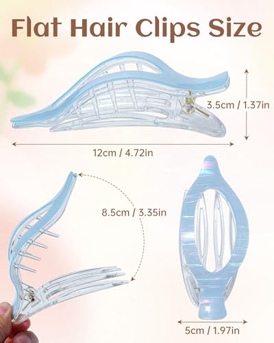 Mesovor 4 Pack French Flat Hair Claw Clips 4.72" Duckbill