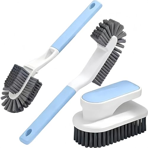 Blue Cleaning Brush Set - 3PCS Shoe & Laundry Scrub Brushes