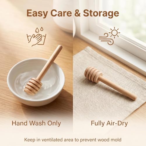 25-Piece Wooden Honey Dipper Sticks - 3-Inch Mini Honeycomb Wands