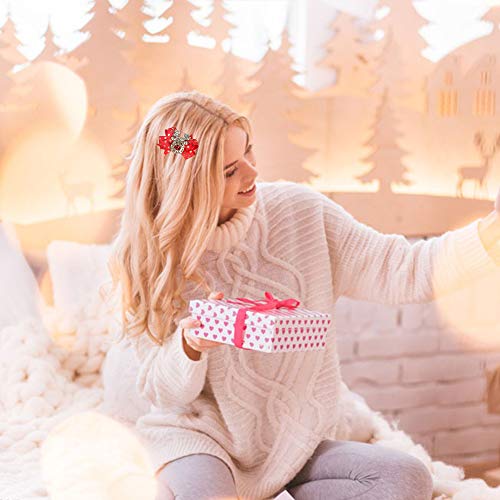 Christmas Bow Hair Clips 4 Pack Sequins Holiday Hair Accessories