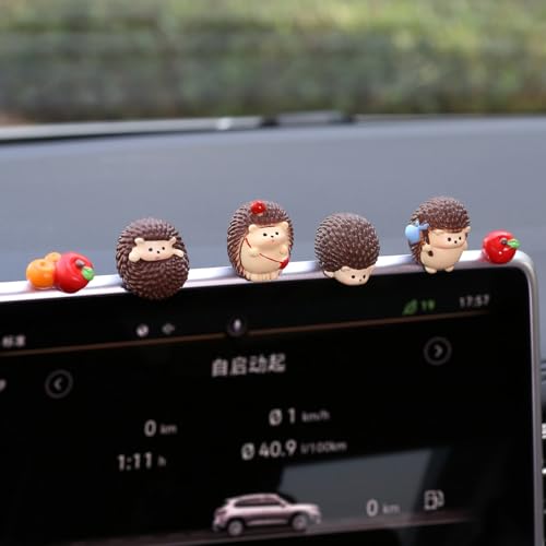 Kiofs 6-Piece Cute Hedgehog Figurines for Car Dashboard Decor