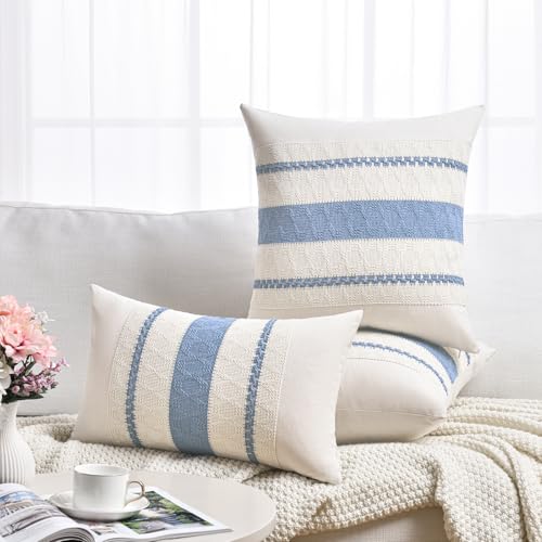 Light Blue Boho Decorative Throw Pillow Cover 12x20 Inch - Fancy Homi