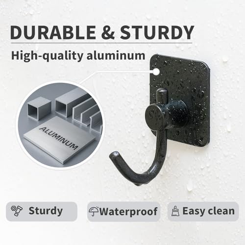 Heavy Duty Adhesive Hooks - 2 Pack Wall Mount Hooks for Bathroom & Kitchen