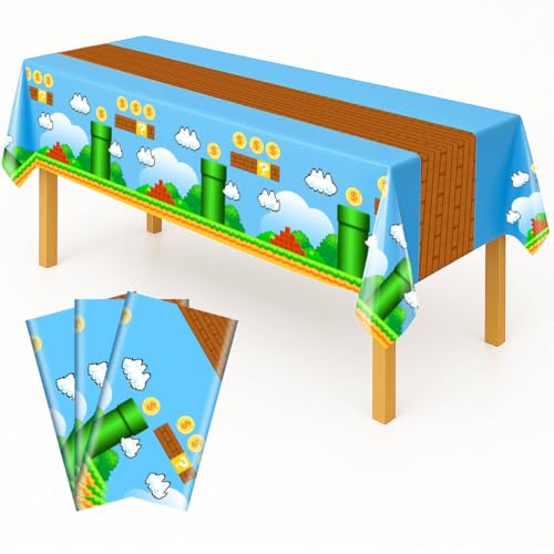 Adventure Classic Game Tablecloths - Red Bricks & Blue - 3pcs - 54x108in