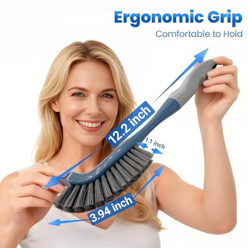 3 Pack Hard Bristle Scrub Brush Set for Bathroom & Tile Cleaning