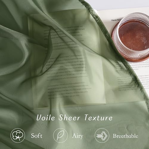 NICETOWN Forest Green Sheer Curtains 54"x84" - 2 Panels