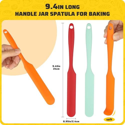 3 Pcs Silicone Jar Spatula Set - 9.4 Inch Heat-Resistant Kitchen Tool