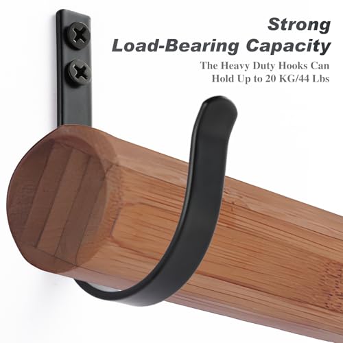IBERDE 5 Black Stainless Steel Heavy Duty Wall Hooks for Outdoor & Indoor Use