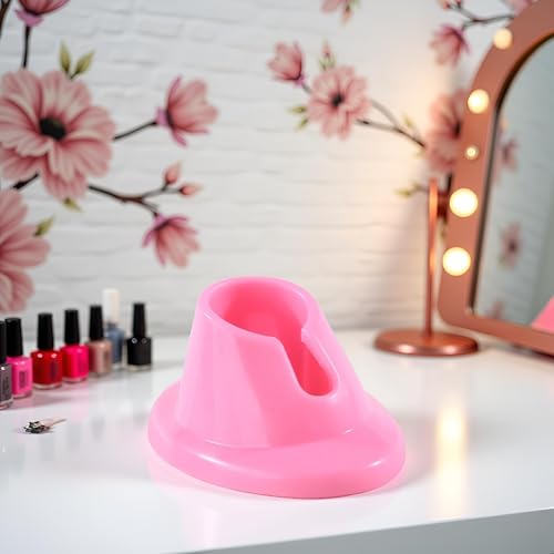 Pink Soft Rubber Nail Polish Bottle Holder Stand Anti-Spill Organizer