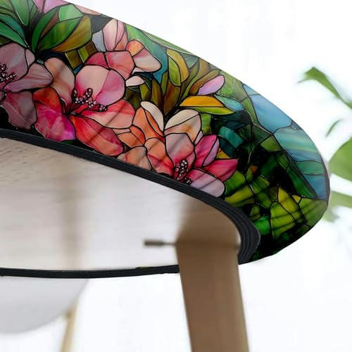 Hummingbird Round Fitted Tablecloth for 45-56" Tables - Waterproof, Elastic Table Cover for Indoor & Outdoor Use