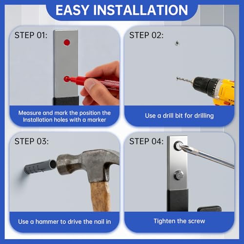 Heavy Duty Steel Wall Hooks for Garage & Garden Storage - 60lbs Capacity (2 Pack)