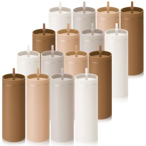 16 oz Coffee Color Skinny Tumblers Bulk with Lid & Straw - Variation of THIS listing 16