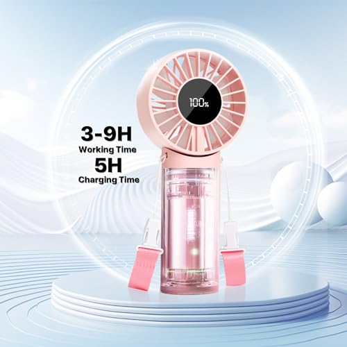 NEXHC Foldable Handheld Fan with LED Display - 5-Speed, 10-Hour Battery Life, 3-in-1 Design for Outdoor Activities
