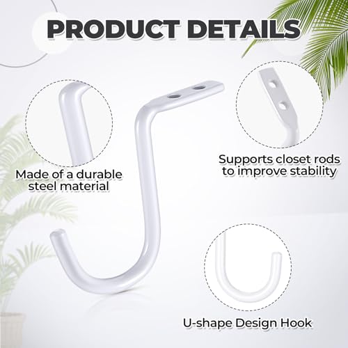 Gisafai 4-Piece Heavy Duty Closet Rod Center Support Brackets, 1.5 Inch, White