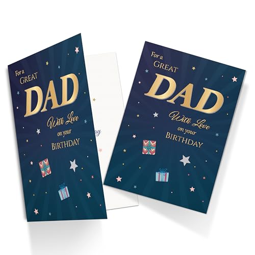 Dad Birthday Card - Premium A5 with Gold & Navy Star Design