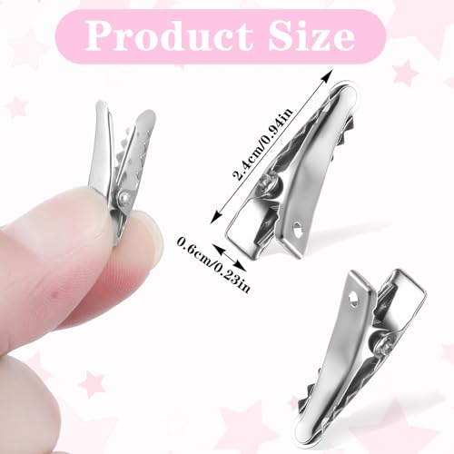 Josojoou 160 Pcs Small Metal Alligator Hair Clips 0.94 Inch Silver Mini Hair Clips for Styling and DIY Crafts