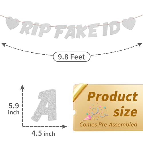 RIP Fake ID Glitter Banner Pre-Strung Sign for 21st Birthday Party