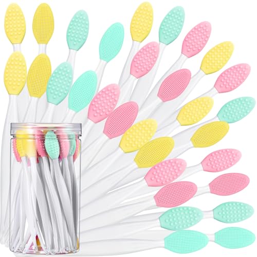 Patelai 30 Pcs Double-Sided Silicone Lip Scrubber & Exfoliator Brushes