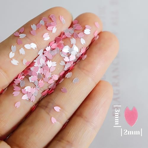 MOLILON 3D Holographic Cherry Blossom Nail Glitter Sequins Set with Tools