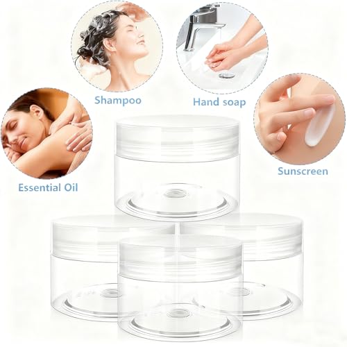 DTDNZKN 4-Pack 1 Oz Travel Containers for Creams Leak Proof Jars with Labels