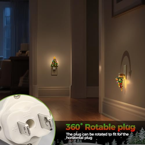 Ceramic Christmas Tree Night Light - Warm White, 3000K, Plug-in Wall Decor - Variation of THIS listing