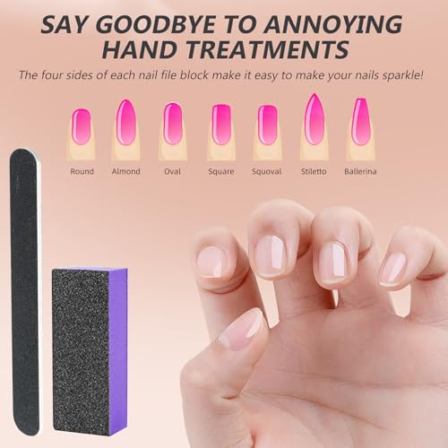 SKYPIA 4-Pack Nail File and Buffer Block Set - 100/180 Grit Manicure Kit