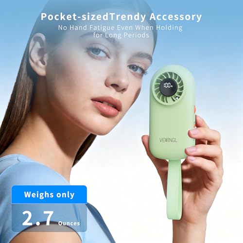 VEWINGL Mini Handheld Fan, USB-C Rechargeable with 100 Speeds - Green