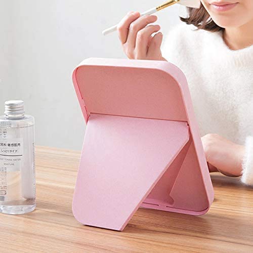 Coobbar Beige Foldable Makeup Mirror with Adjustable Stand