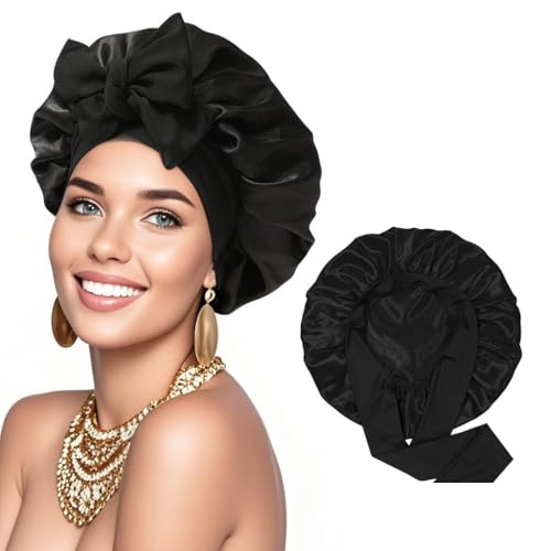VASHOP Satin Sleep Bonnet with Adjustable Tie Soft Hair Care Cap