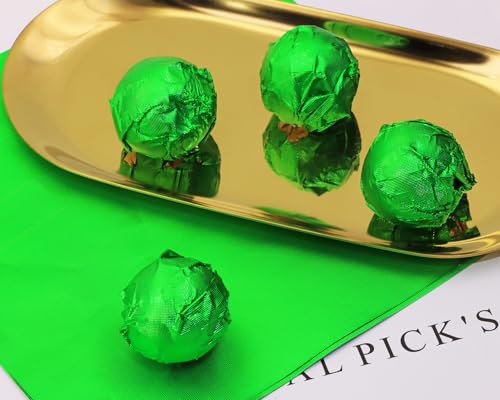 Green 6x6 Inch Aluminum Foil Candy Wrappers 100Pcs for Chocolates & Gifts