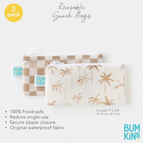 Bumkins Reusable Snack Bags, Small Palm Trees & Checks, 2-Pack