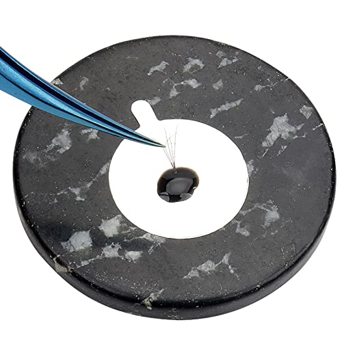 Hilsayum 2PCS Round Black Jade Stone Eyelash Extension Glue Pallet Pad