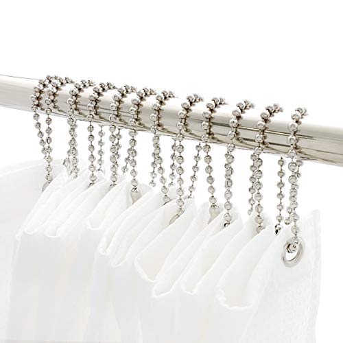 SBC 6 Inch Nickel Shower Curtain Hooks - 12 Pack Rust-Resistant Rings