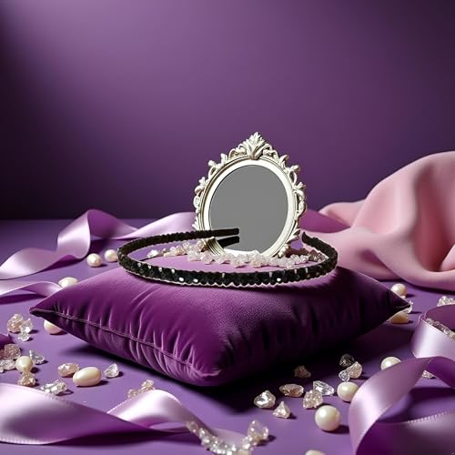 PurYupearl Black Crystal Rhinestone Headband Two-Row Beaded Hair Band