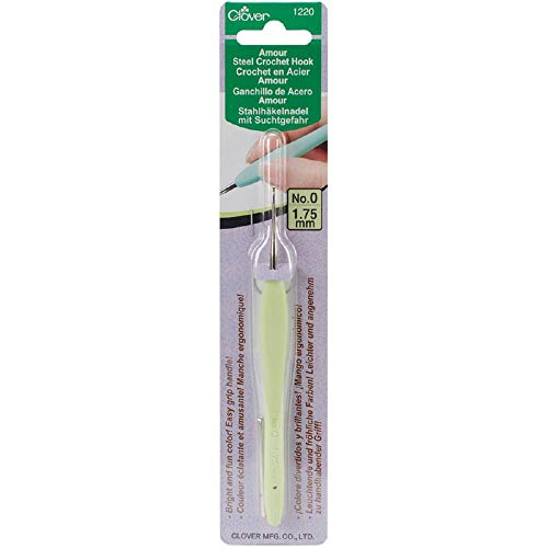 Clover Amour Steel Crochet Hook No. 0 / 1.75mm with Rubber Handle